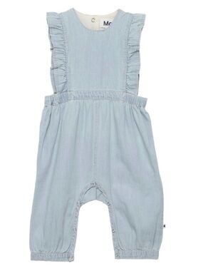 Molo Light Blue Ruffle Strap Denim-Style “Fabia” jumpsuit 100% organic cotton